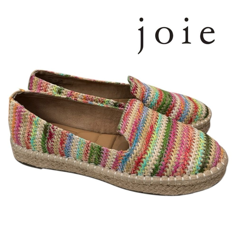 Joie Cara Women's Striped Espadrille Platform Slip-on Flats Loafers 10
